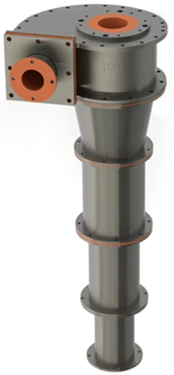 A hydrocyclone with polyurethane liner sections